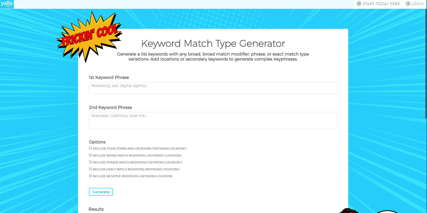 Yalla Keyword Match Type Generator