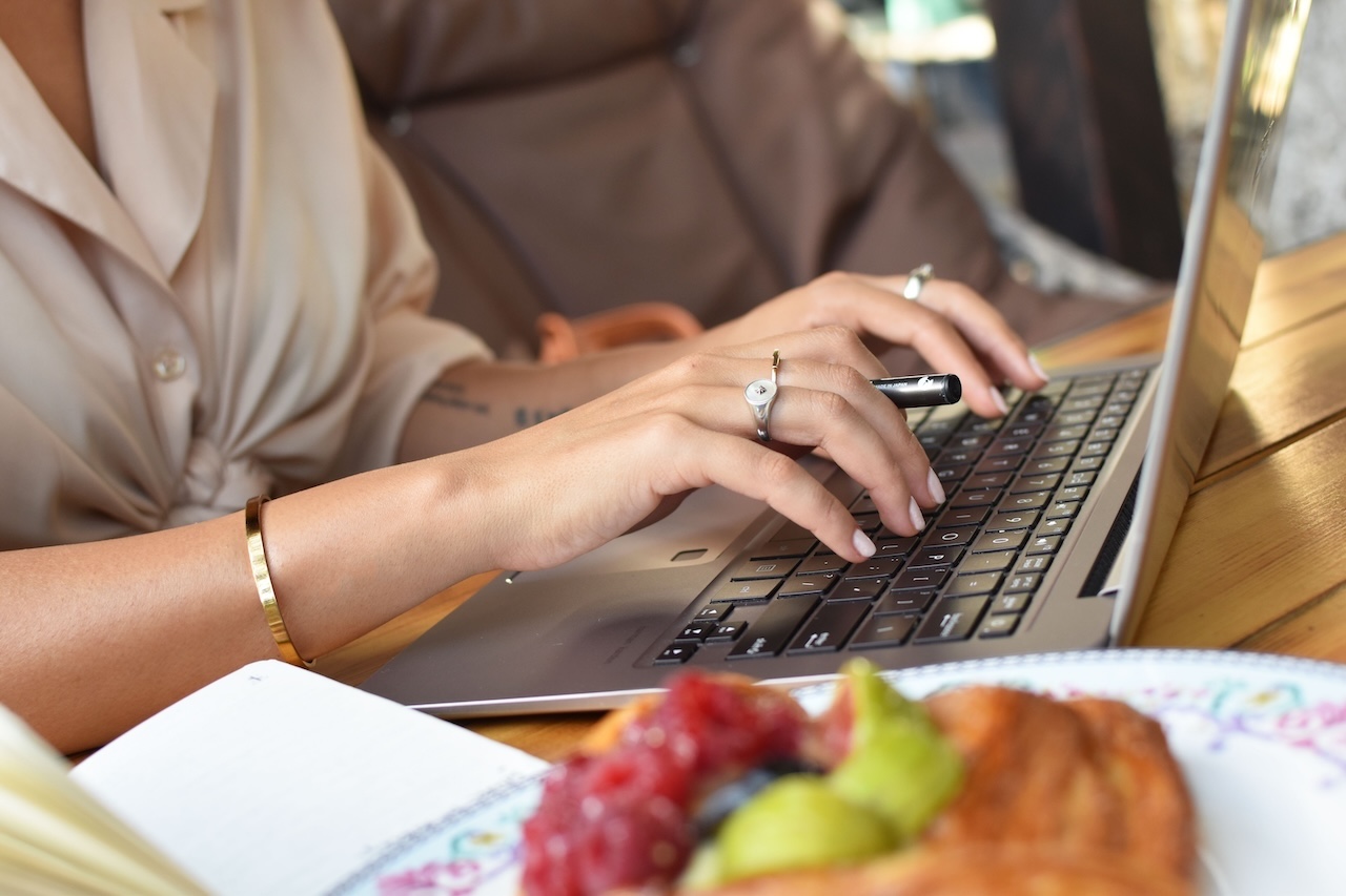 closeup shot of a woman updating old blog posts